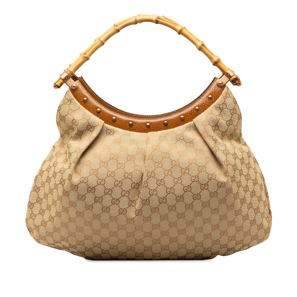 Gucci shopper GG canvas e bamboo - immagine 3