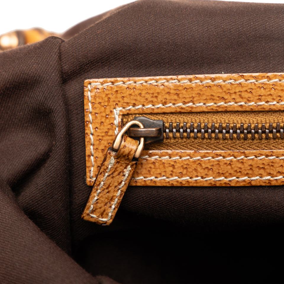 Gucci shopper GG canvas e bamboo - immagine 8